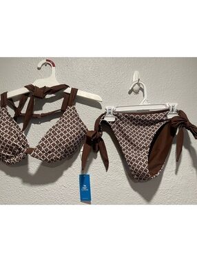 Cupshe Brown and White Patterned Two-Piece Bikini Swimsuit,